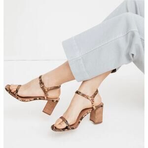 Madewell Women’s 9.5 Hollie Snake Embossed Leather Ankle Strap Sandals